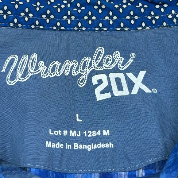 Wrangler Men's 20X Western Snap Shirt Blue Plaid Size Large - Picture 2 of 6